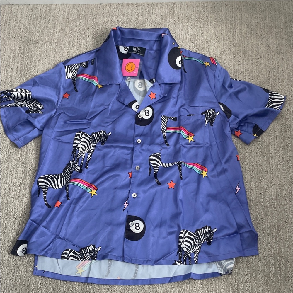 Dressed in LALA Blue Zebra Print Shirt